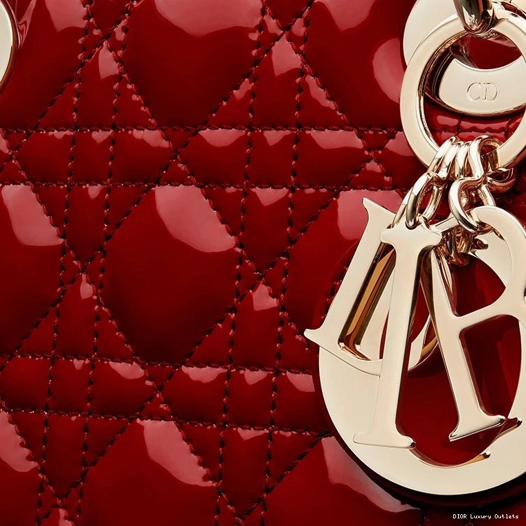 Cheap Bag Red Calfskin Dior Patent Medium Cannage Gold Lady 0730 Luxury